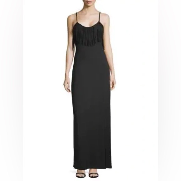 Tart Collections Bernice Fringed Stretch-Modal Maxi Dress in (BLACK) (XS) - Picture 2 of 12